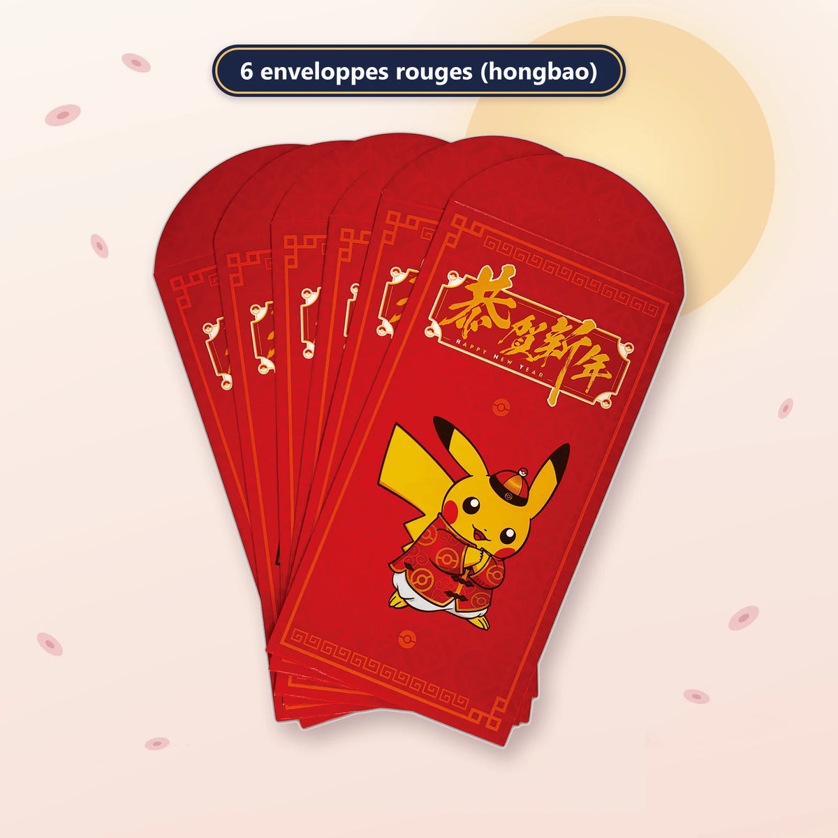 Coffret Nouvel An Pokémon 2026 : les 6 enveloppes rouges (hongbao) du Nouvel An
