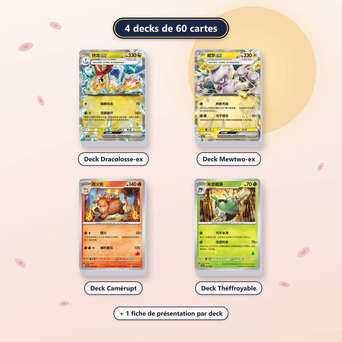 Coffret Deck Dracolosse & Mewtwo (csvH5C) : 4 decks de 60 cartes Dracolosse-ex, Mewtwo-ex, Camérupt et Théffroyable