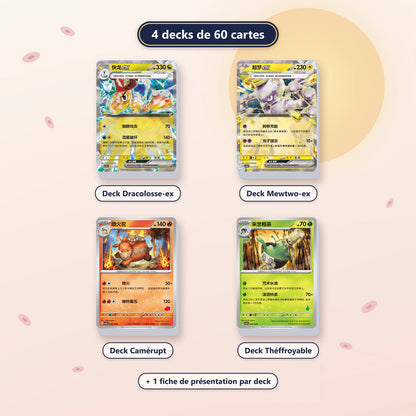 Coffret Deck Dracolosse & Mewtwo (csvH5C) : 4 decks de 60 cartes Dracolosse-ex, Mewtwo-ex, Camérupt et Théffroyable