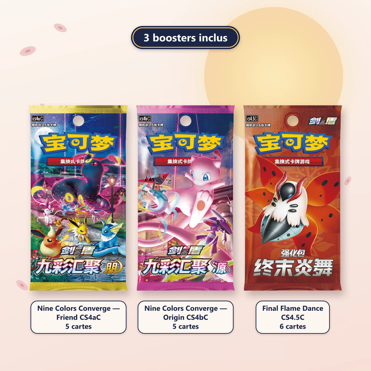 Coffret mini-tin Rosemary : 3 boosters Nine Colors Converge — Friend CS4aC, — Origin CS4bC et Final Flame Dance CS4.5C